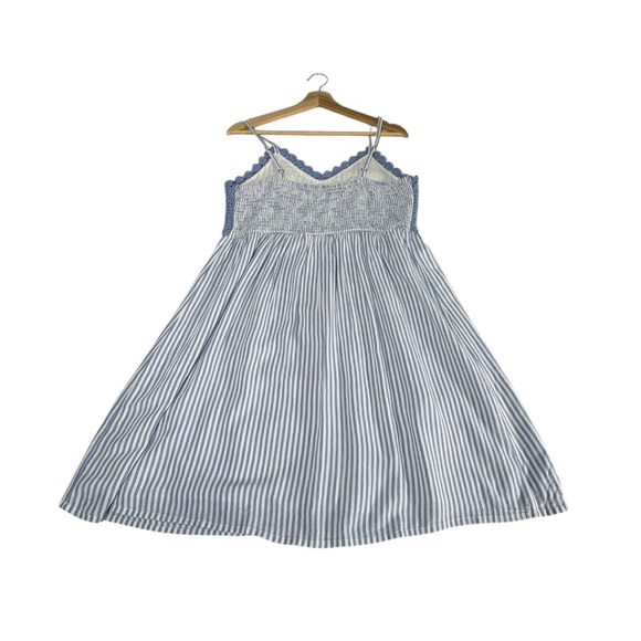 SO Blue Crochet Striped Sundress Womens L. White Blue Coastal Grandma Runs Small - Picture 5 of 13
